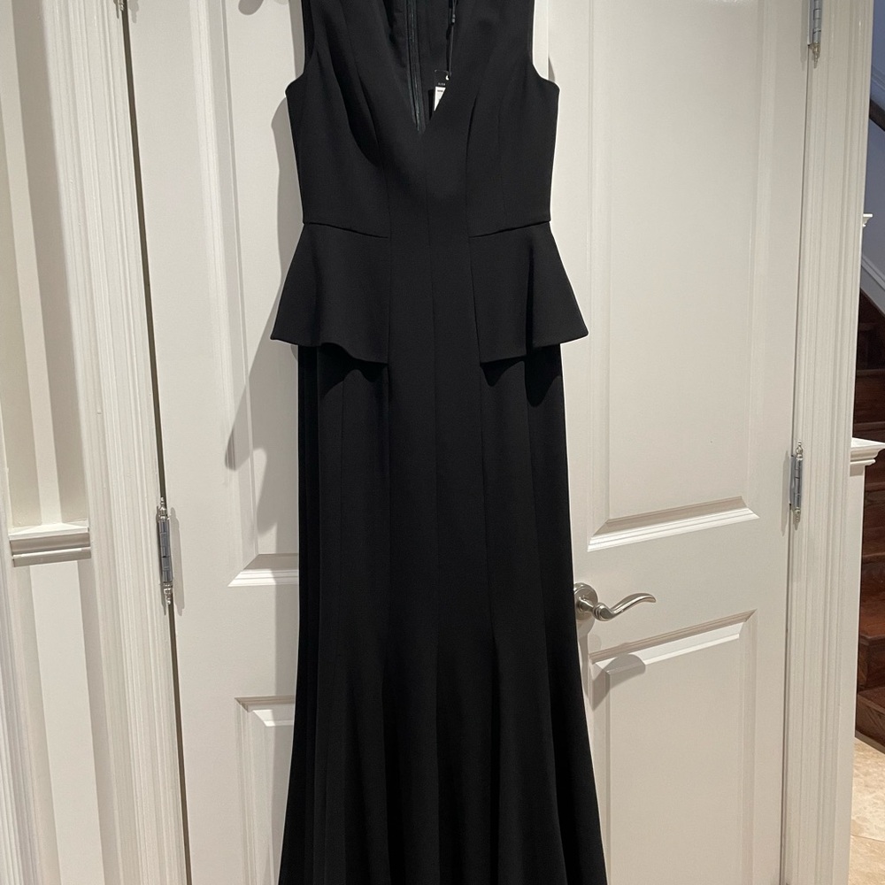 BCBG Black Maxi Dress with Peplum Detail
